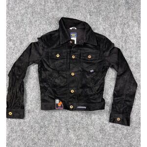 VTG Parasuco Jeans Black Corduroy Trucker Jacket Made in Italy S Small